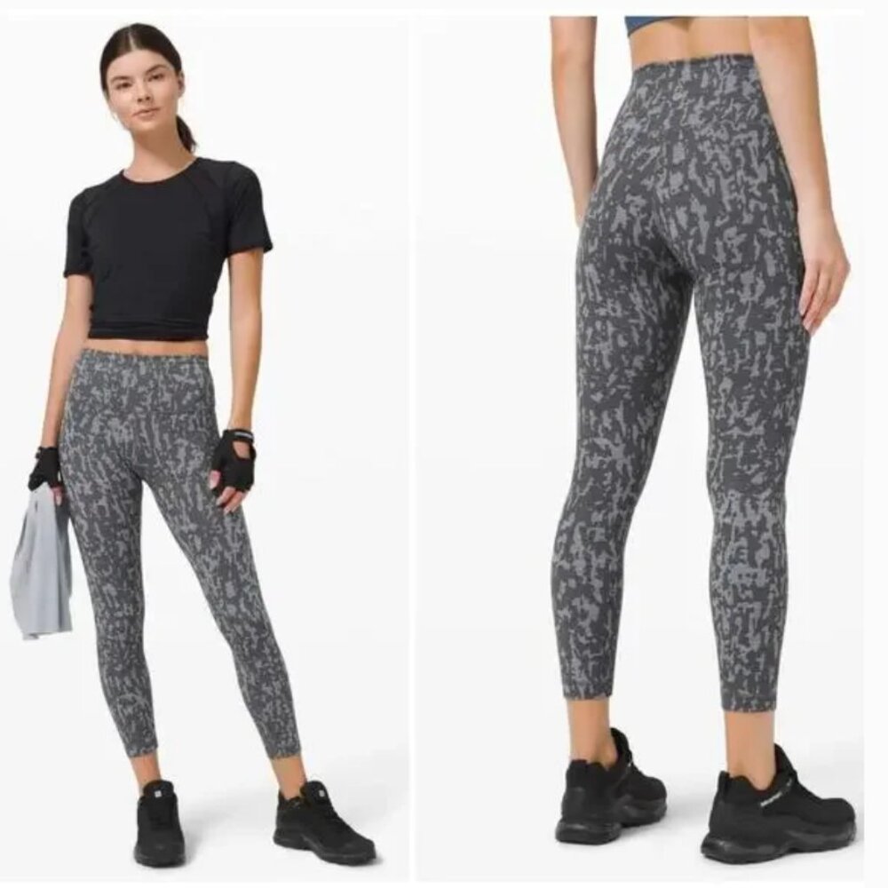 Lululemon Wunder Train High-Rise Tight Size 4 25" Heathered Black Asphalt Grey